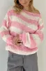 Contrast Striped Boat Neck Long Sleeve Sweater sold by Charming Charlie