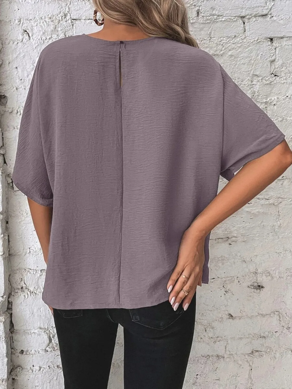 Knotted Round Neck Half Sleeve Blouse sold by Charming Charlie product image thumbnail 4
