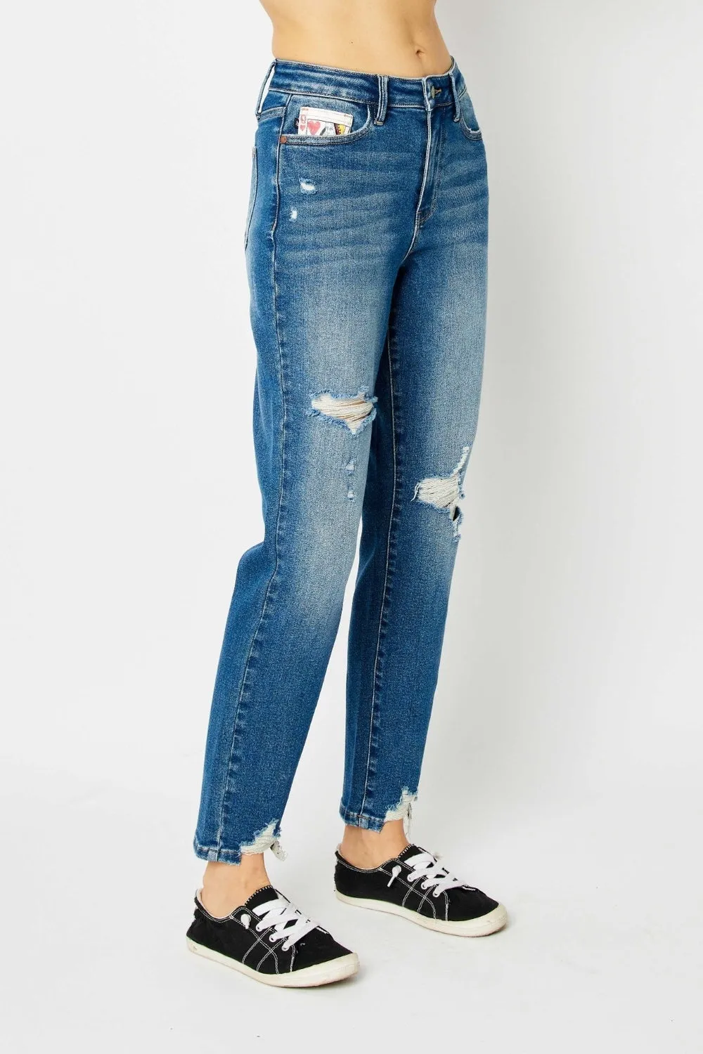 Judy Blue Full Size Distressed Slim Jeans sold by Charming Charlie product image thumbnail 5