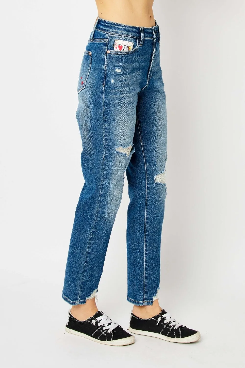 Judy Blue Full Size Distressed Slim Jeans sold by Charming Charlie product image thumbnail 4