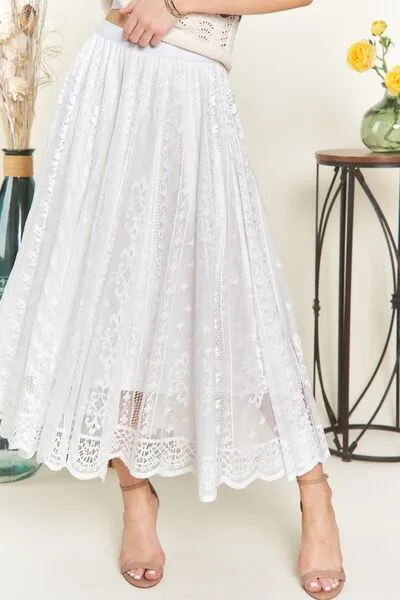 ADORA Elastic Waist Lace Midi Skirt sold by Charming Charlie