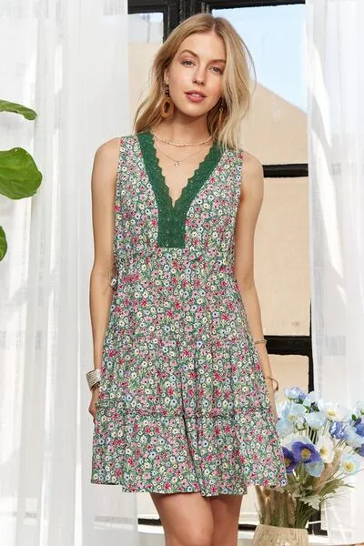 ADORA Lace Detail V-Neck Sleeveless Mini Dress sold by Charming Charlie