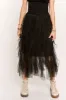 ADORA Ruffled Elastic Waist Midi Skirt sold by Charming Charlie