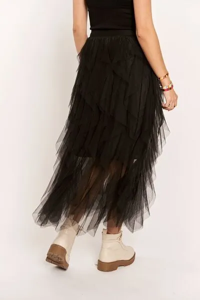 ADORA Ruffled Elastic Waist Midi Skirt sold by Charming Charlie product image thumbnail 4