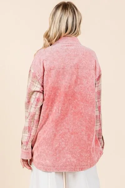 Mittoshop Plaid Button Down Drop Shoulder Jacket sold by Charming Charlie product image thumbnail 5