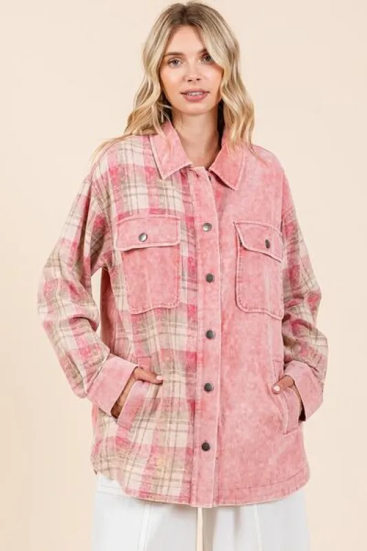 Mittoshop Plaid Button Down Drop Shoulder Jacket sold by Charming Charlie