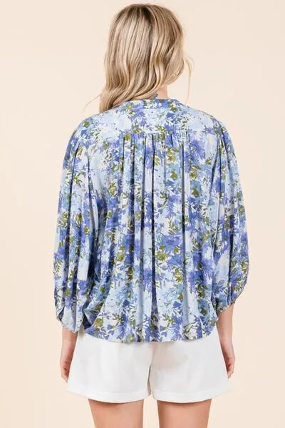 Mittoshop Flower Print Batwing Sleeve Button Down Blouse sold by Charming Charlie product image thumbnail 2