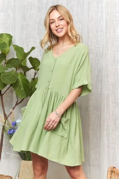ADORA V-Neck Half Sleeve Dress with Pockets sold by Charming Charlie product image thumbnail 2