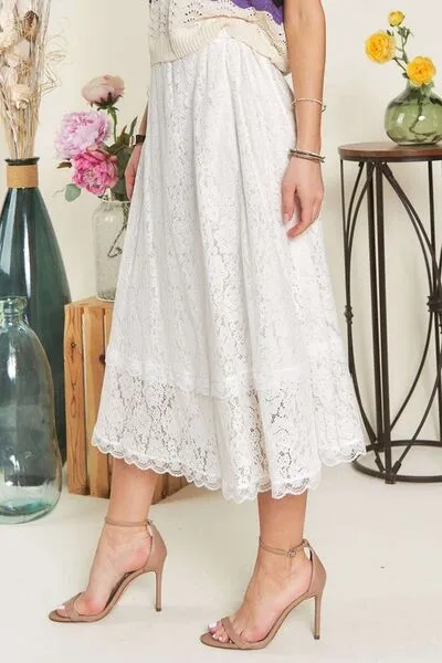 ADORA Elastic Waist Lace Midi Skirt sold by Charming Charlie product image thumbnail 3