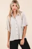 Mittoshop Airflow Short Bubble Sleeve Button Down Shirt sold by Charming Charlie