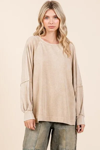 Mittoshop Mineral Wash Raglan Long Sleeve Oversized Top sold by Charming Charlie product image thumbnail 3