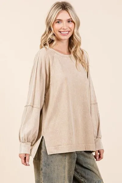 Mittoshop Mineral Wash Raglan Long Sleeve Oversized Top sold by Charming Charlie product image thumbnail 5