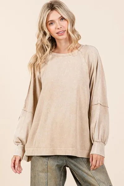 Mittoshop Mineral Wash Raglan Long Sleeve Oversized Top sold by Charming Charlie product image thumbnail 2