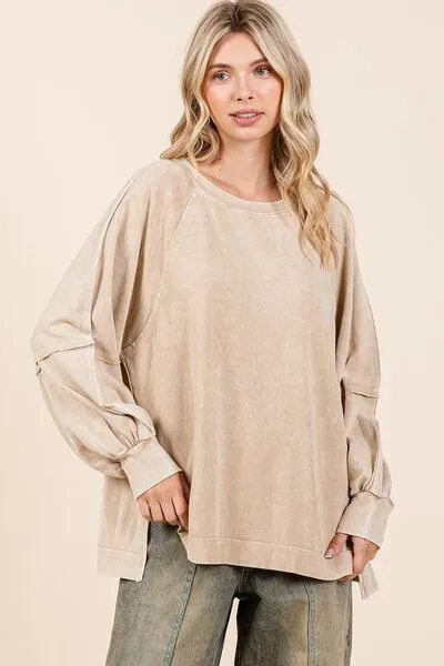 Mittoshop Mineral Wash Raglan Long Sleeve Oversized Top sold by Charming Charlie product image thumbnail 4