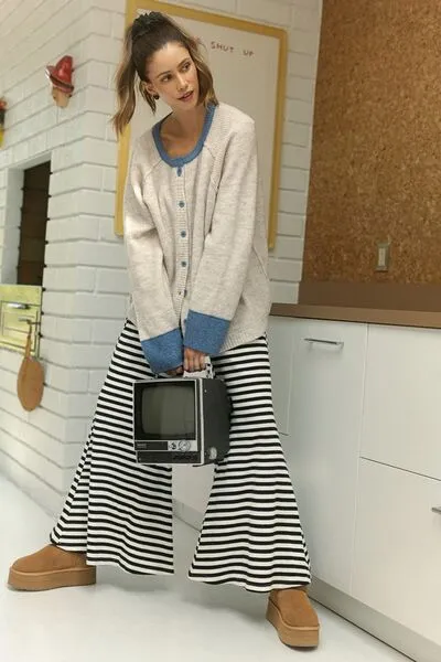 Annie Wear Contrast Trim Button Down Raglan Sleeve Cardigan sold by Charming Charlie product image thumbnail 2