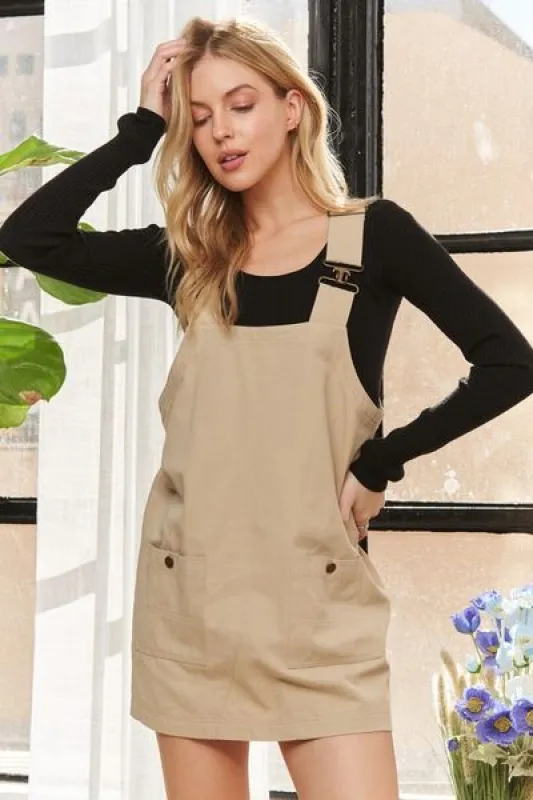 ADORA Adjustable Wide Strap Square Neck Overall Dress sold by Charming Charlie