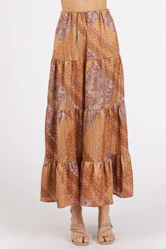 Mittoshop Paisley Patchwork Print Satin Maxi Skirt sold by Charming Charlie