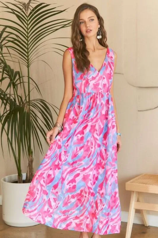 ADORA Abstract Floral V-Neck Maxi Dress sold by Charming Charlie