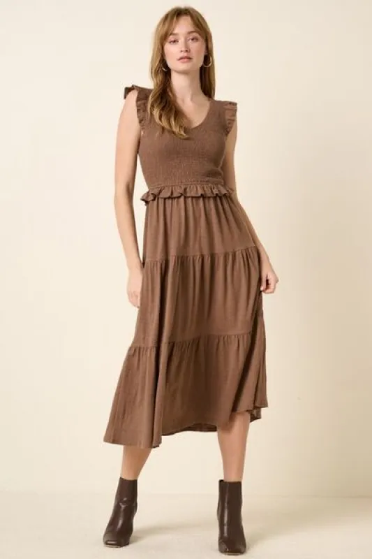 Mittoshop Smocked Ruffled Tiered Midi Dress sold by Charming Charlie