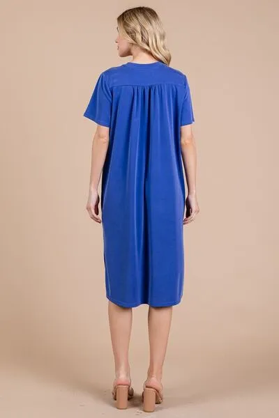Ces Femme Side Slit Short Sleeve Midi Dress with Pockets sold by Charming Charlie product image thumbnail 2