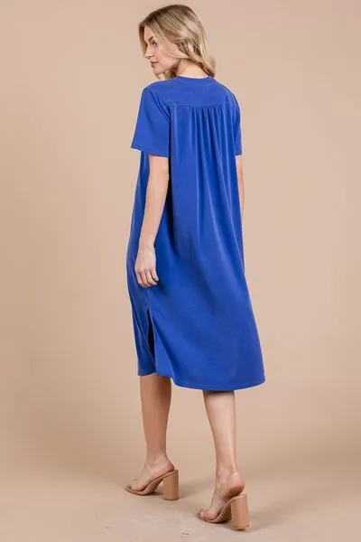 Ces Femme Side Slit Short Sleeve Midi Dress with Pockets sold by Charming Charlie product image thumbnail 3