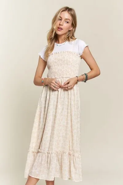 ADORA Smocked Floral Ruffled Hem Cami Dress sold by Charming Charlie product image thumbnail 5