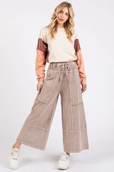 Mittoshop Mineral Wash Seam French Terry Wide Leg Pants sold by Charming Charlie product image thumbnail 5