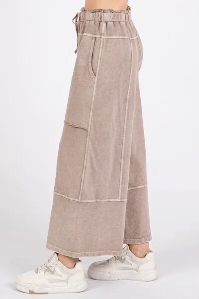 Mittoshop Mineral Wash Seam French Terry Wide Leg Pants sold by Charming Charlie product image thumbnail 3