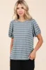 Mittoshop Contrast Striped Short Puff Sleeve Knit Top sold by Charming Charlie