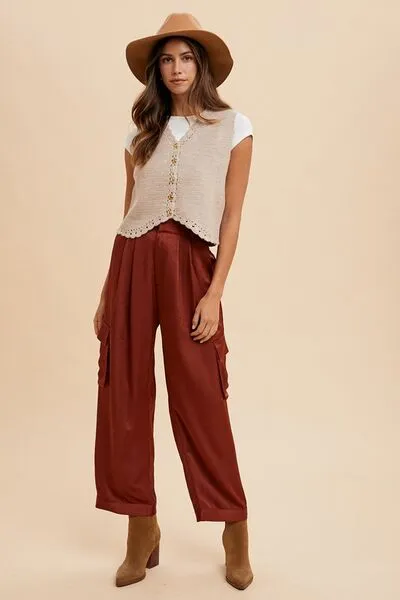 Annie Wear Wide Leg Cargo Satin Pants sold by Charming Charlie product image thumbnail 5