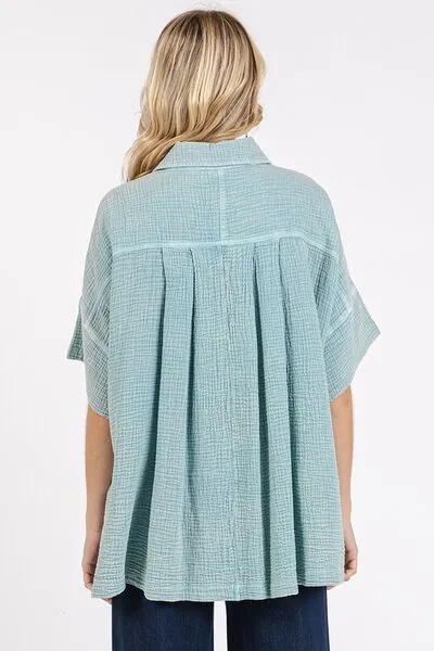 Mittoshop Mineral Wash Gauze Oversized Short Sleeve Shirt sold by Charming Charlie product image thumbnail 2