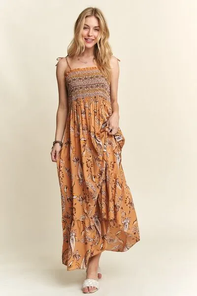 ADORA Smocked Printed Square Neck Tie Shoulder Cami Dress sold by Charming Charlie product image thumbnail 2