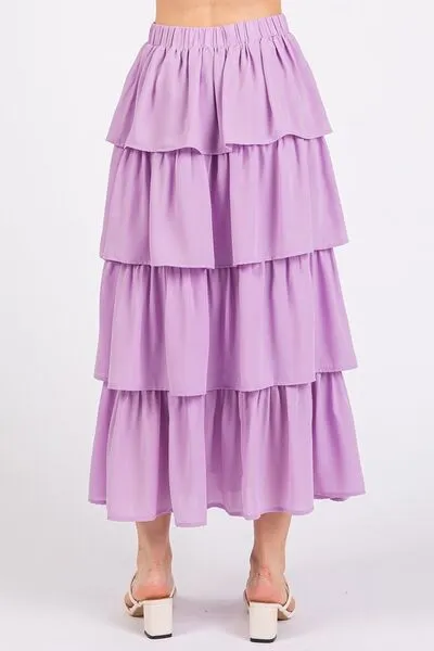 Mittoshop Chiffon Ruffle Layer Elastic Waist Midi Skirt sold by Charming Charlie product image thumbnail 4