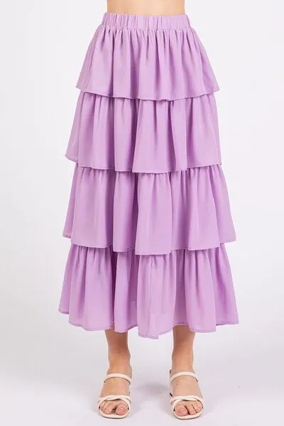 Mittoshop Chiffon Ruffle Layer Elastic Waist Midi Skirt sold by Charming Charlie product image thumbnail 3