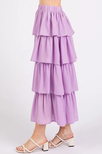 Mittoshop Chiffon Ruffle Layer Elastic Waist Midi Skirt sold by Charming Charlie product image thumbnail 5