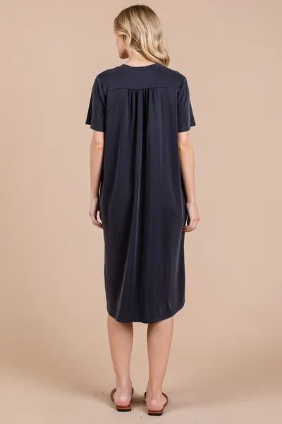 Ces Femme Side Slit Short Sleeve Midi Dress with Pockets sold by Charming Charlie product image thumbnail 3