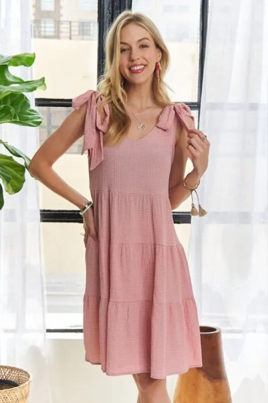 ADORA V-Neck Tie Shoulder Dress sold by Charming Charlie