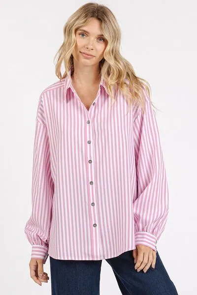 Mittoshop Button Down Striped Long Sleeve Shirt sold by Charming Charlie product image thumbnail 3