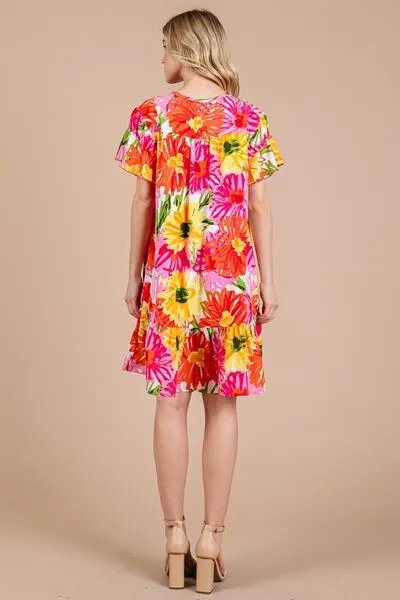 Ces Femme Floral Ruffled Short Sleeve Dress sold by Charming Charlie product image thumbnail 5