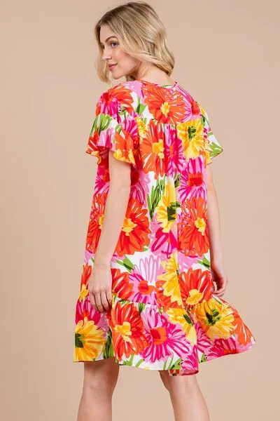 Ces Femme Floral Ruffled Short Sleeve Dress sold by Charming Charlie product image thumbnail 3
