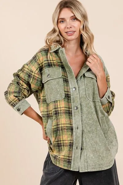 Mittoshop Plaid Button Down Drop Shoulder Jacket sold by Charming Charlie