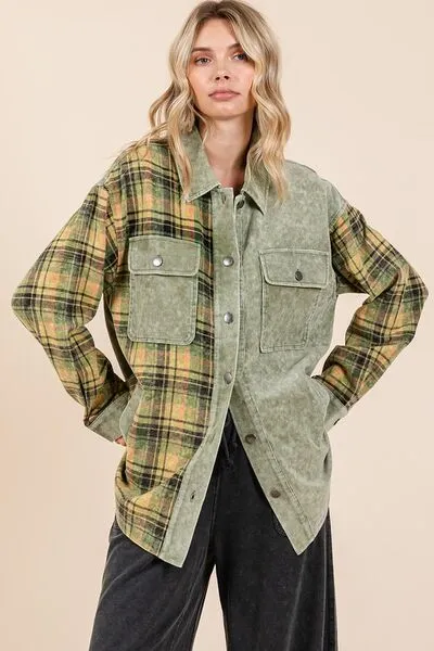 Mittoshop Plaid Button Down Drop Shoulder Jacket sold by Charming Charlie product image thumbnail 3
