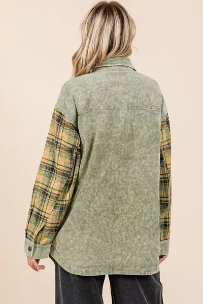 Mittoshop Plaid Button Down Drop Shoulder Jacket sold by Charming Charlie product image thumbnail 5