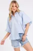 Mittoshop Button Down Striped Puff Sleeve Shirt sold by Charming Charlie