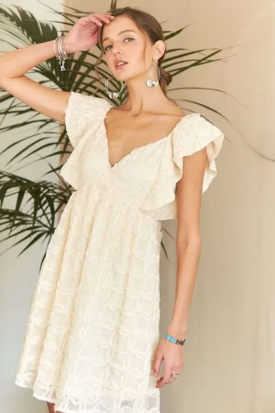 ADORA Tie Back V-Neck Ruffle Sleeve Dress sold by Charming Charlie product image thumbnail 3