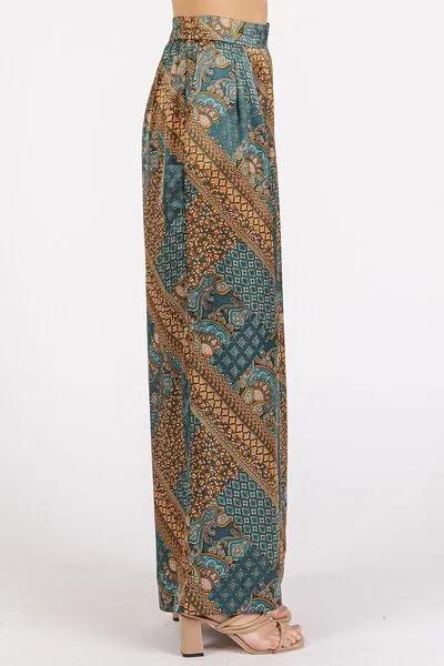 Mittoshop Paisley Patchwork Print Satin Wide Leg Pants sold by Charming Charlie product image thumbnail 3