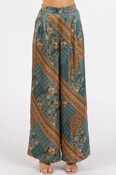 Mittoshop Paisley Patchwork Print Satin Wide Leg Pants sold by Charming Charlie