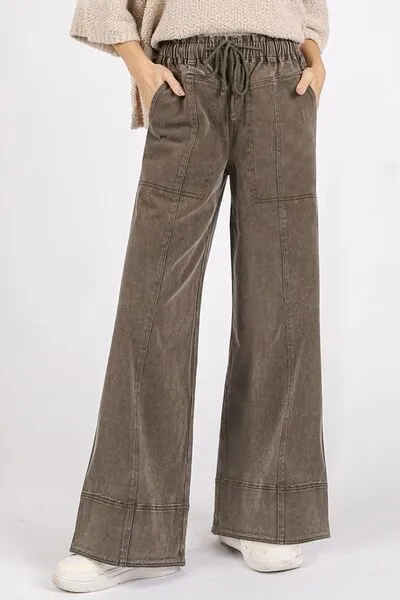 Mittoshop Mineral Wash Elastic Wide Leg Pants sold by Charming Charlie product image thumbnail 4