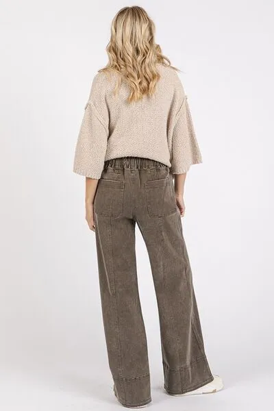 Mittoshop Mineral Wash Elastic Wide Leg Pants sold by Charming Charlie product image thumbnail 3