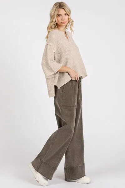 Mittoshop Mineral Wash Elastic Wide Leg Pants sold by Charming Charlie product image thumbnail 2
